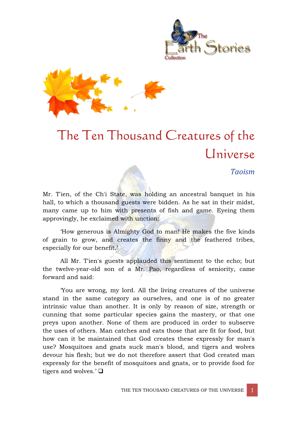 The Ten Thousand Creatures of the Universe Taoism