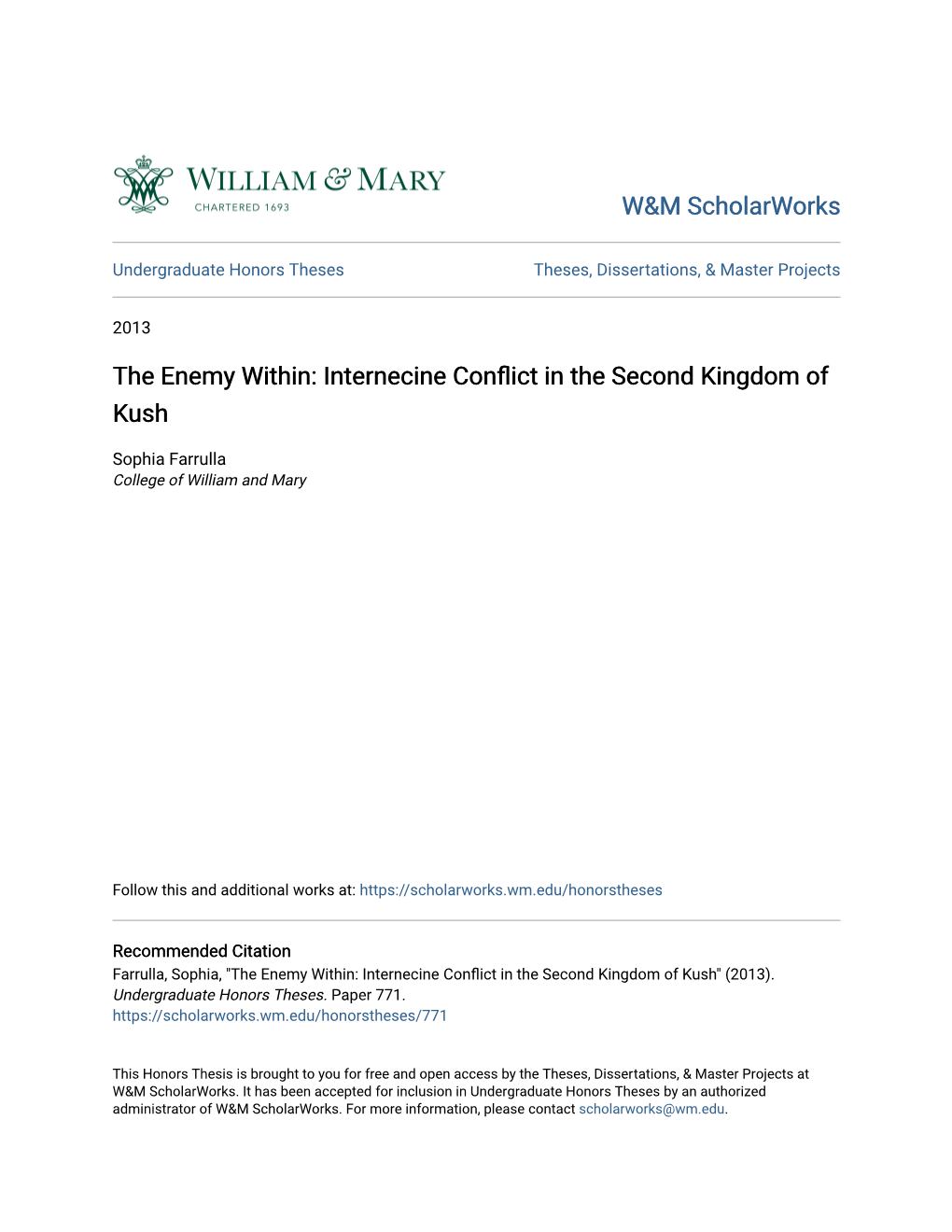 Internecine Conflict in the Second Kingdom of Kush