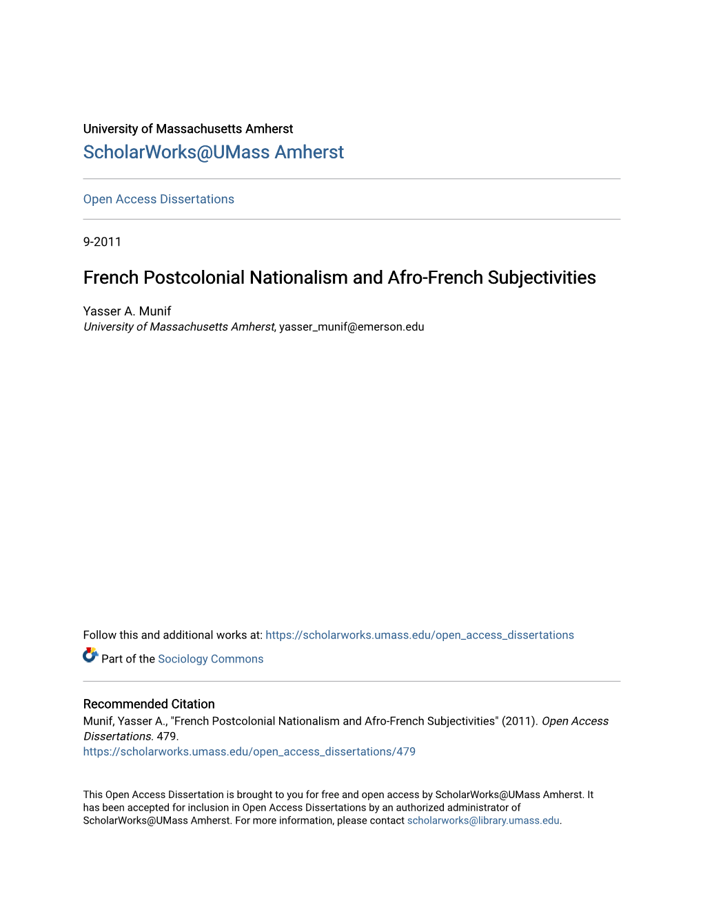French Postcolonial Nationalism and Afro-French Subjectivities