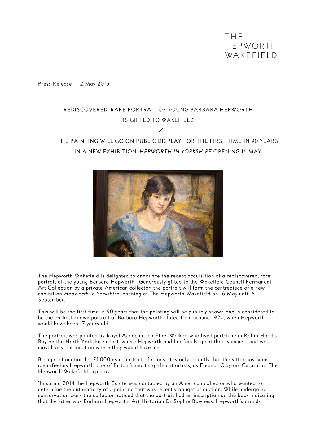 Press Release – 12 May 2015 REDISCOVERED, RARE