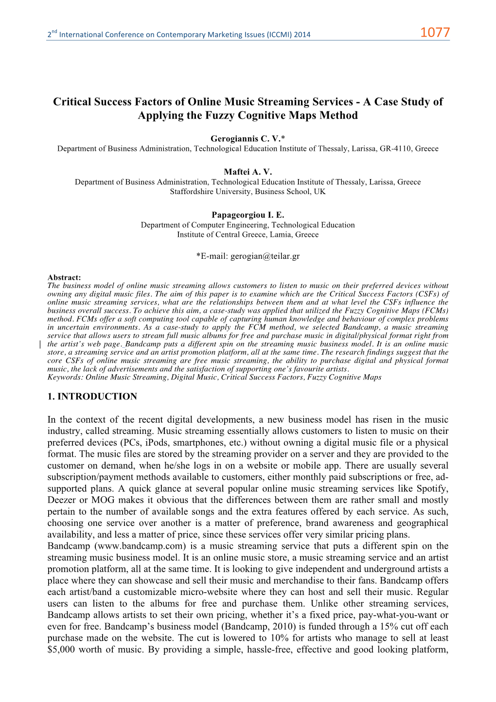 Critical Success Factors of Online Music Streaming Services - a Case Study of Applying the Fuzzy Cognitive Maps Method