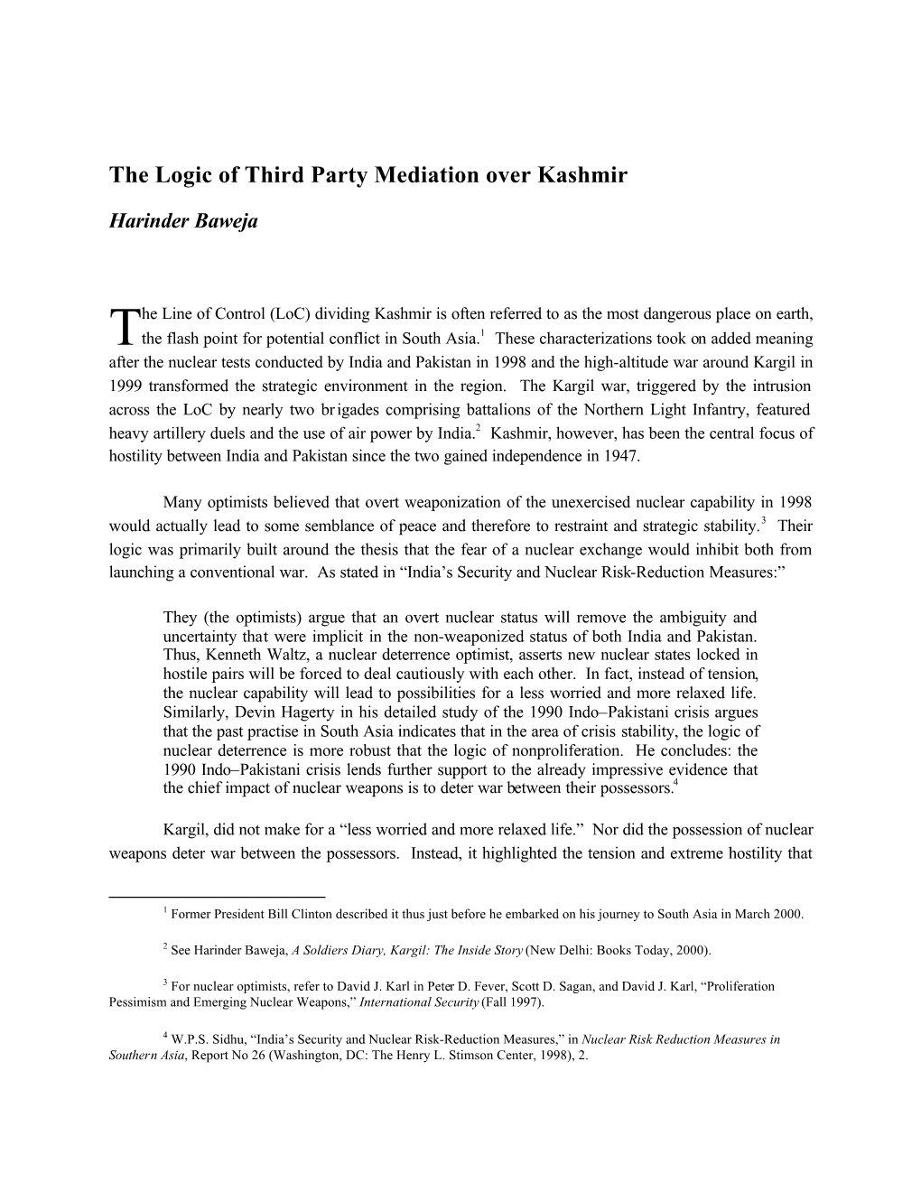 The Logic of Third Party Mediation Over Kashmir