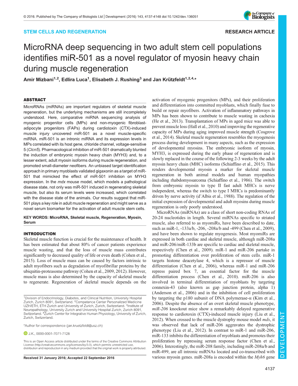 Microrna Deep Sequencing in Two Adult Stem Cell Populations