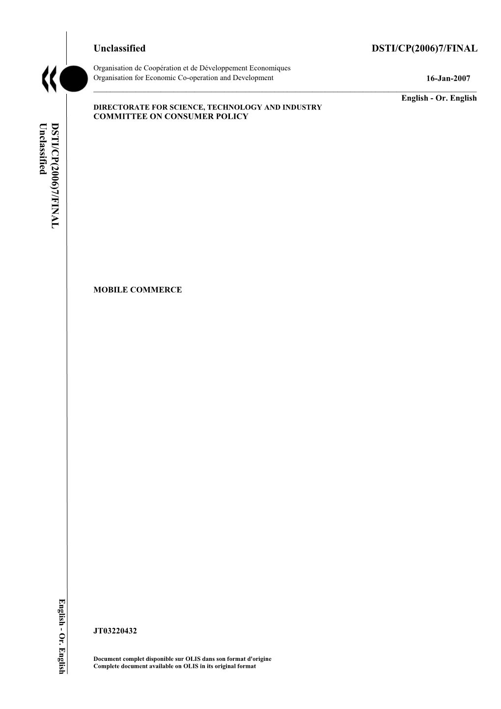 Unclassified DSTI/CP(2006)7/FINAL