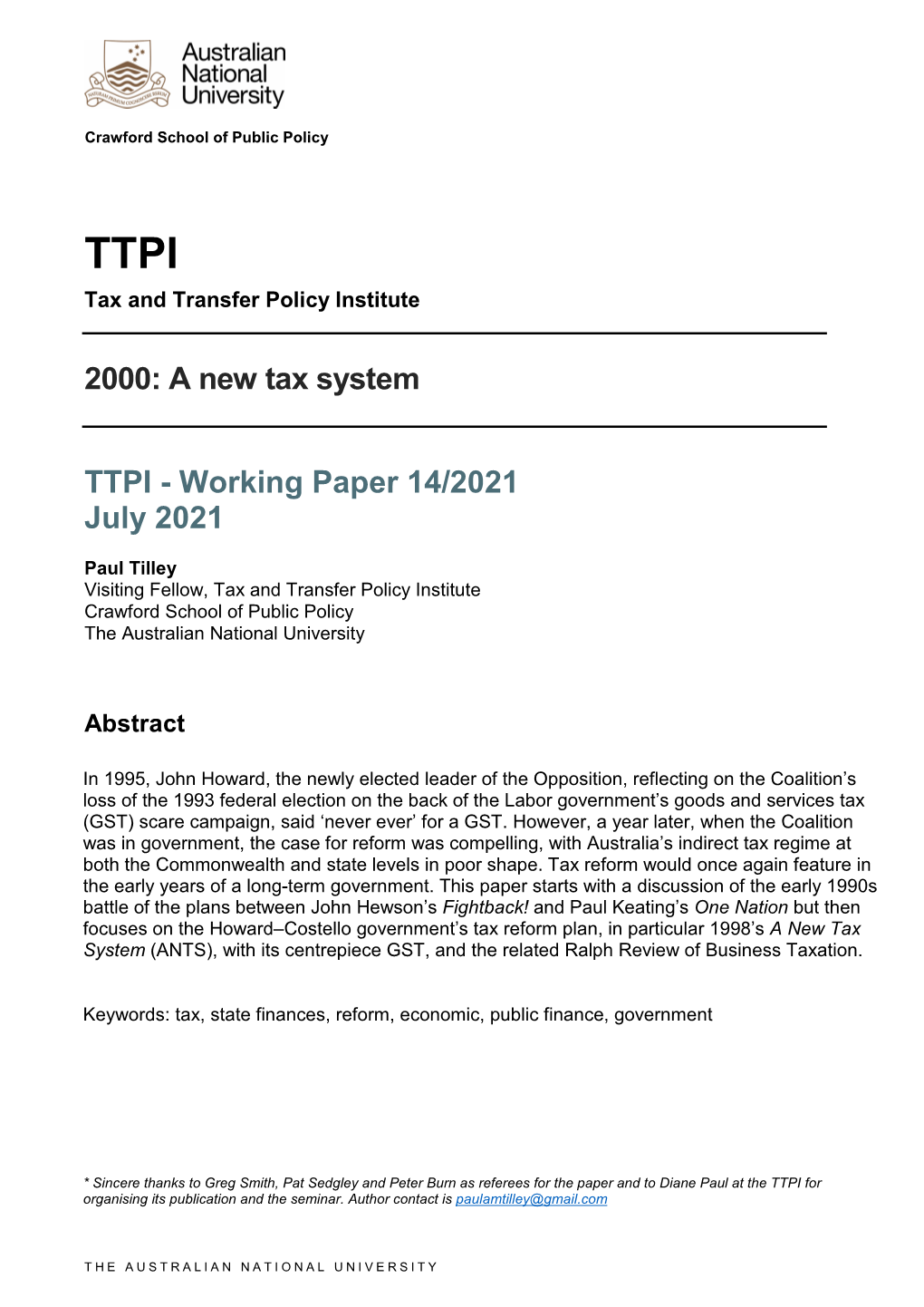 A New Tax System TTPI