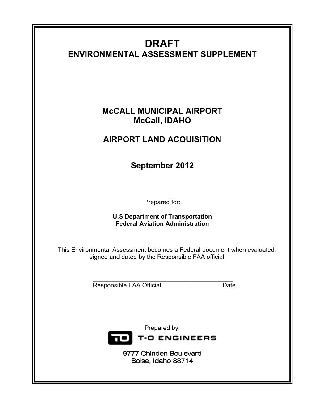 ENVIRONMENTAL ASSESSMENT SUPPLEMENT Mccall