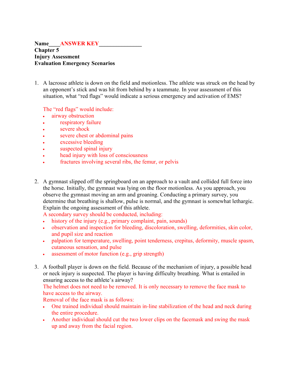 Injury Assessment