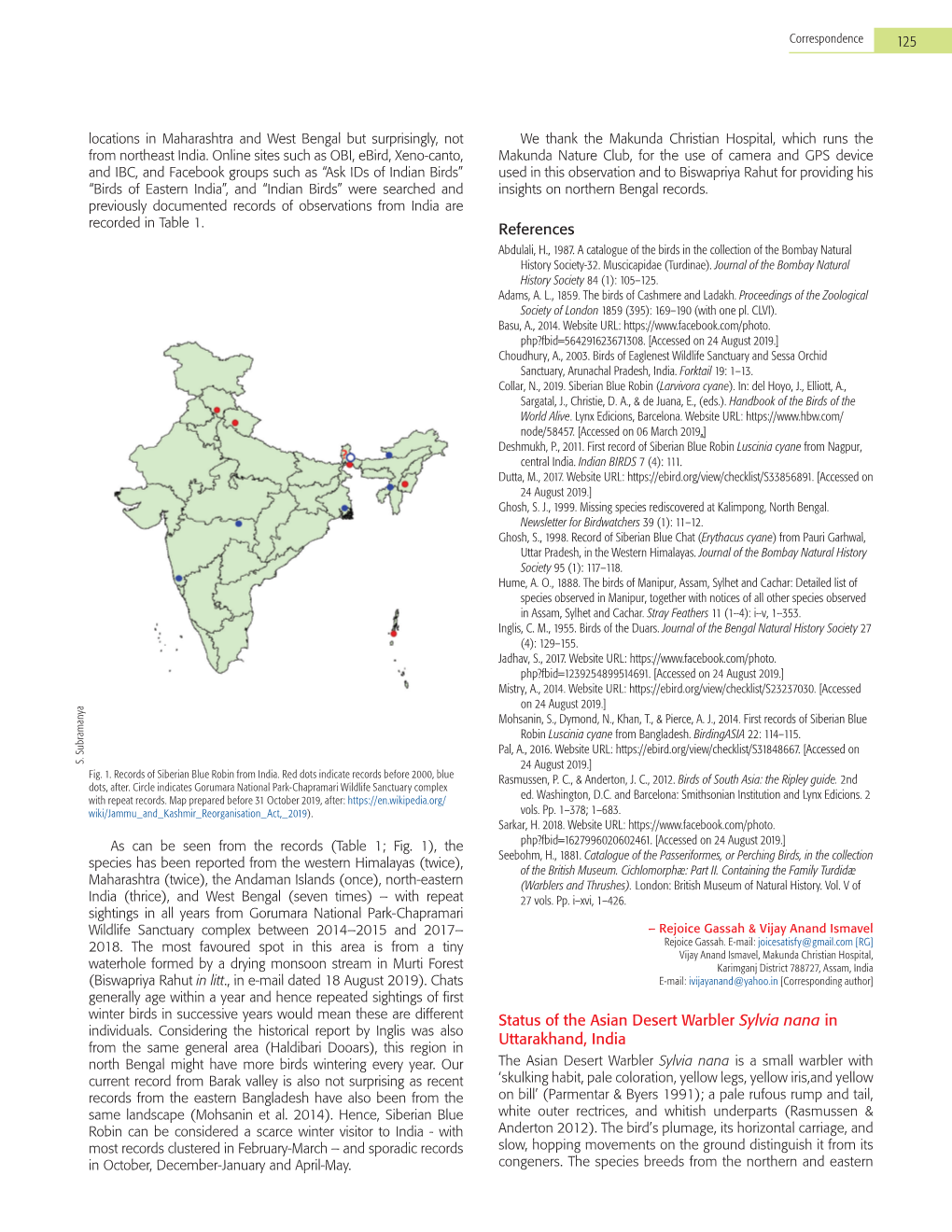 Status of the Asian Desert Warbler Sylvia Nana in Uttarakhand, India