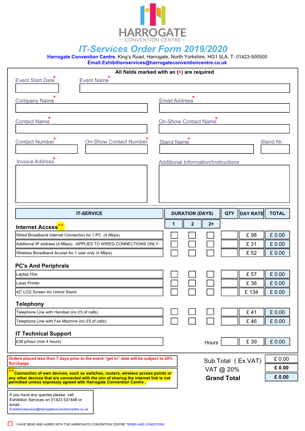 IT-Services Order Form 2019/2020