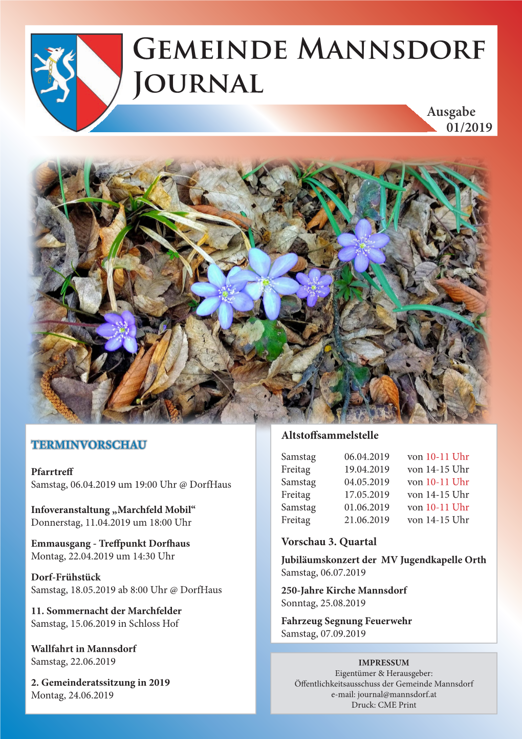 Gemeinde Mannsdorf Journal – Ausgabe 01/2019