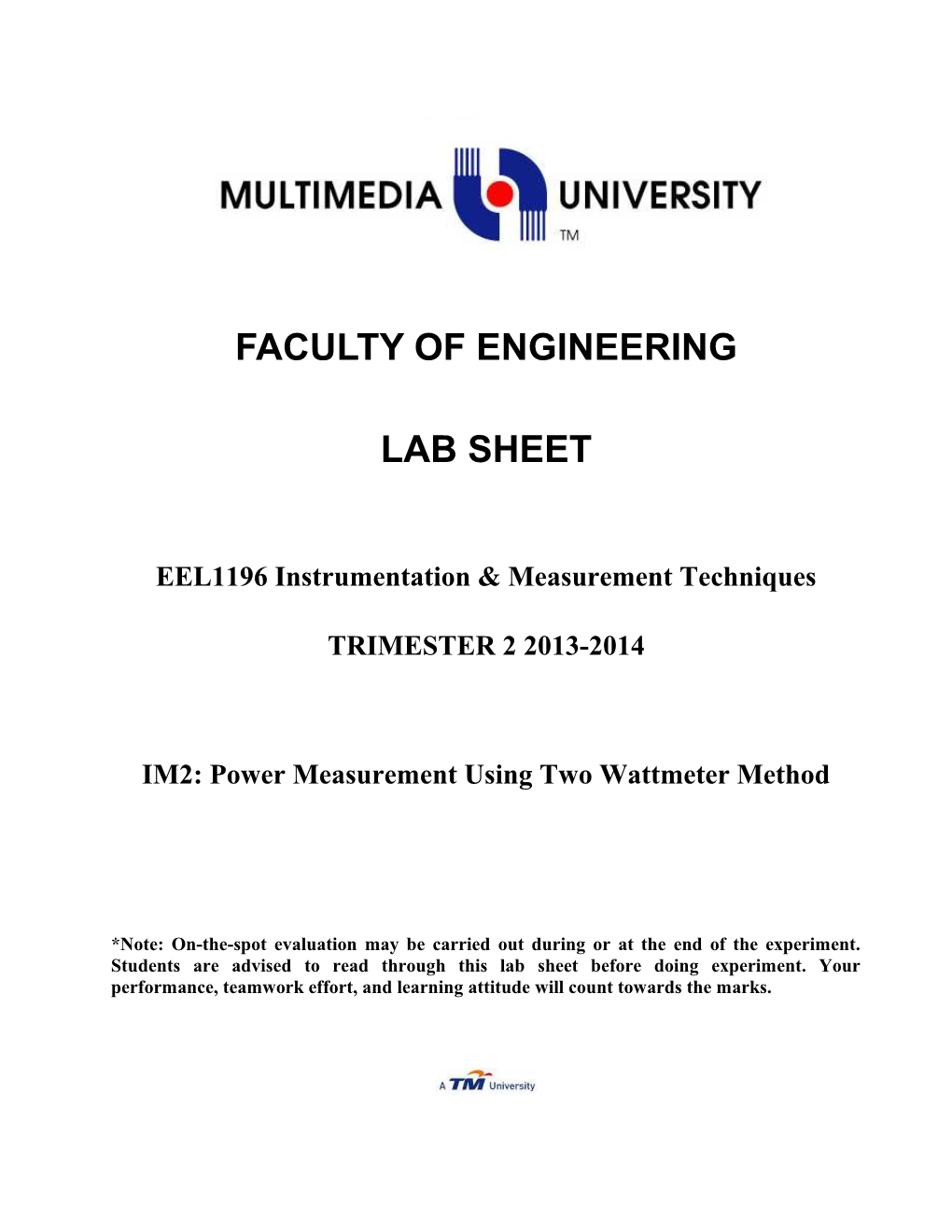 EPM1016: Instrumentation and Measurement Techniques