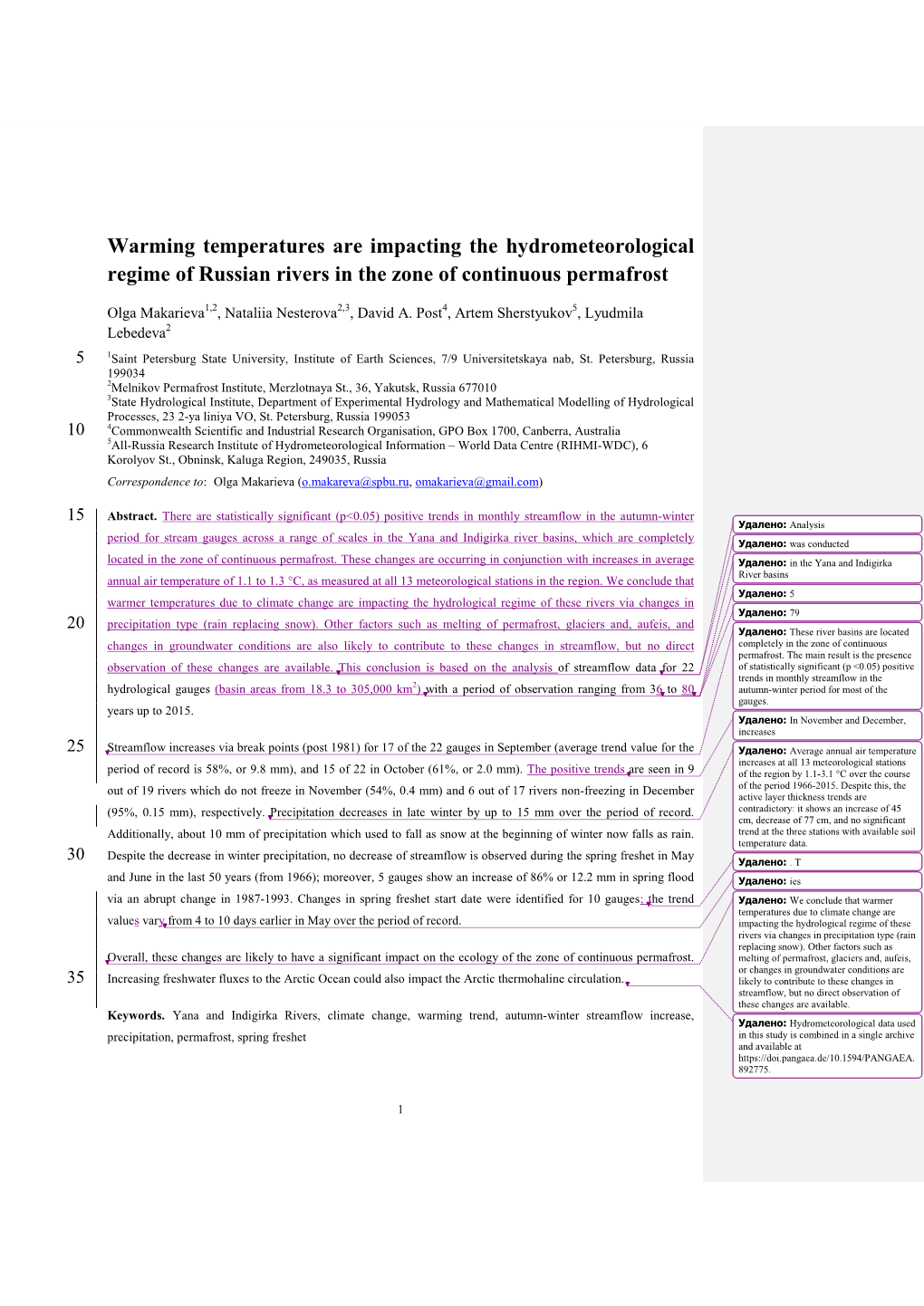 Warming Temperatures Are Impacting the Hydrometeorological Regime of Russian Rivers in the Zone of Continuous Permafrost