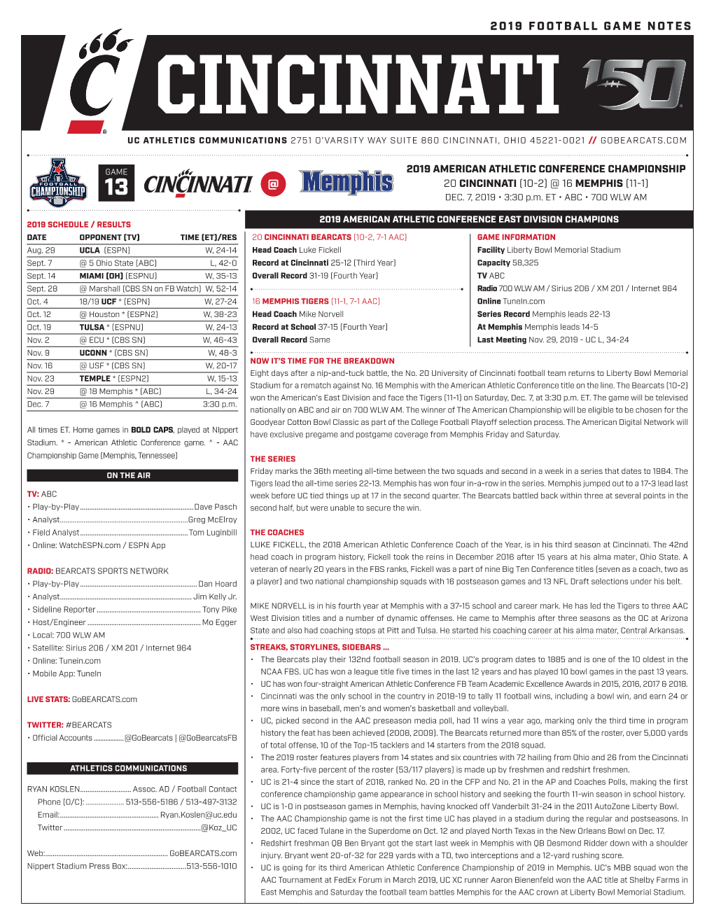 2019 Football Game Notes @