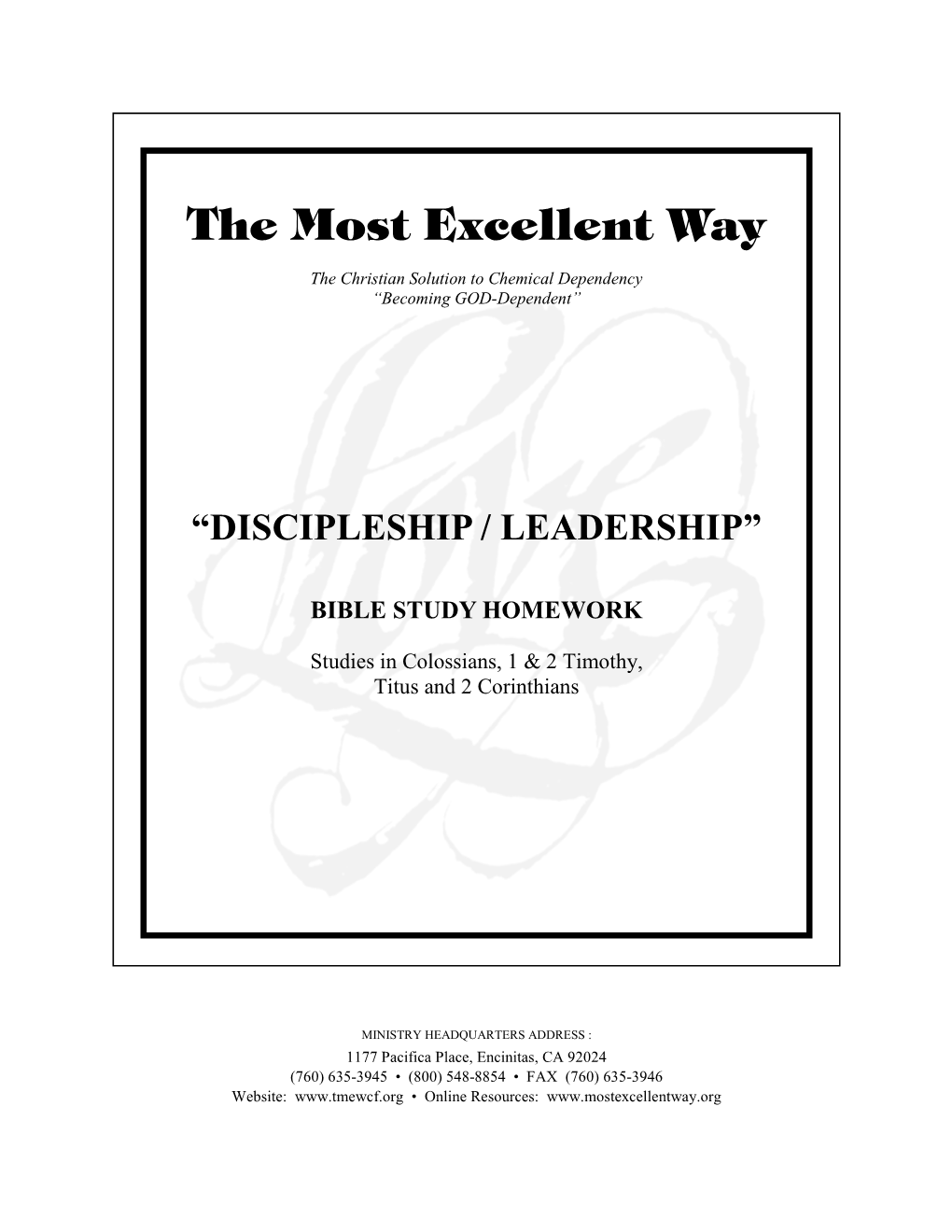 Discipleship / Leadership”