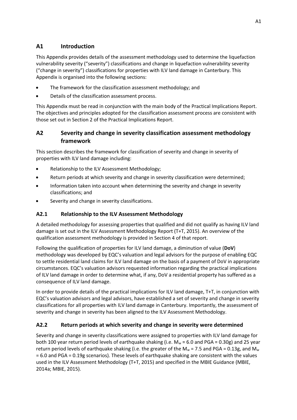 A1 Introduction A2 Severity and Change in Severity Classification