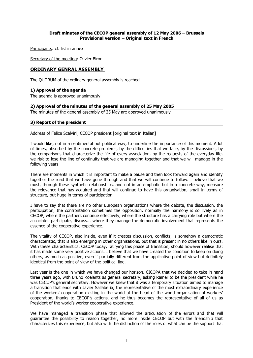 Procès-Verbal De L Assemblée Générale Du 12 Mai 2006