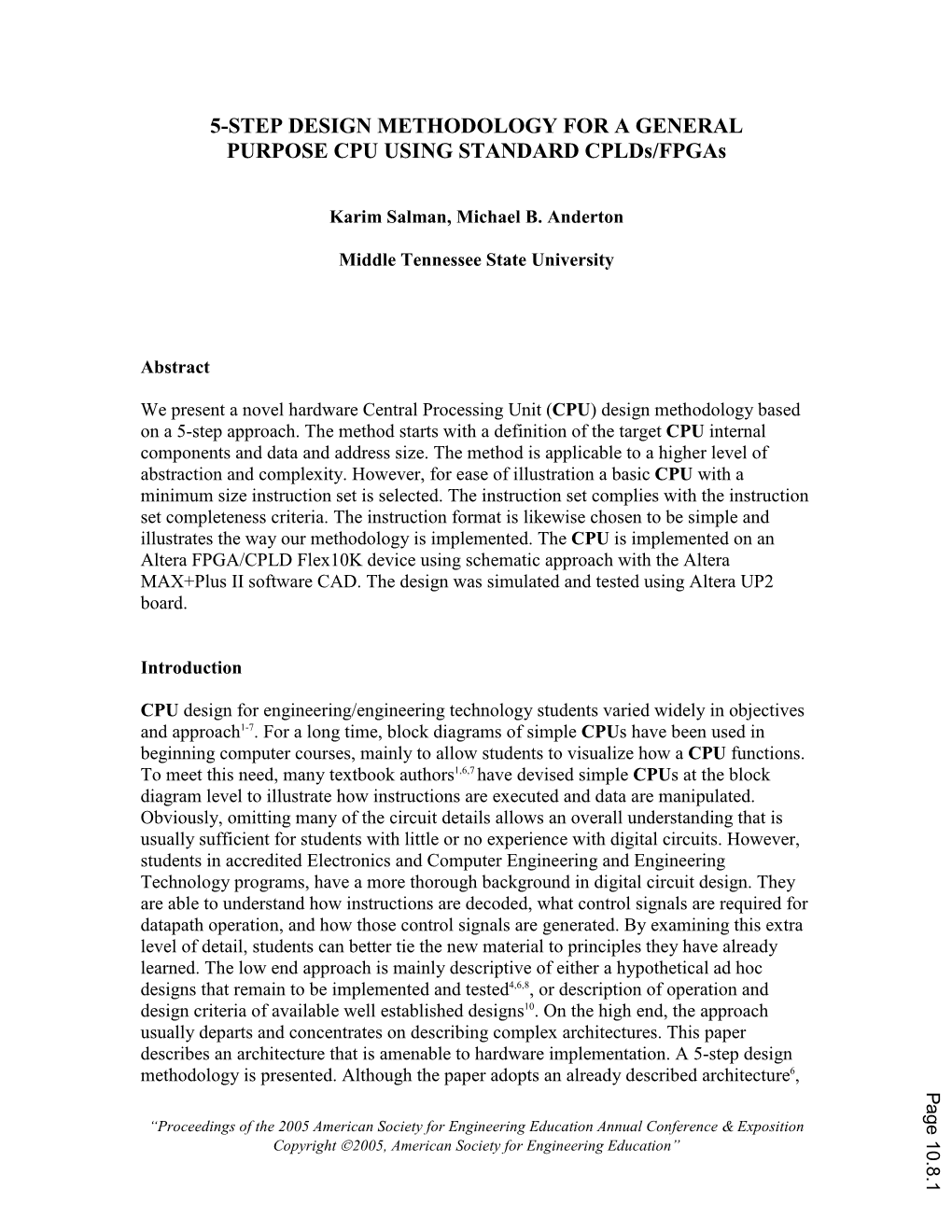 5 Step Design Methodology for a General Purpose Cpu Using