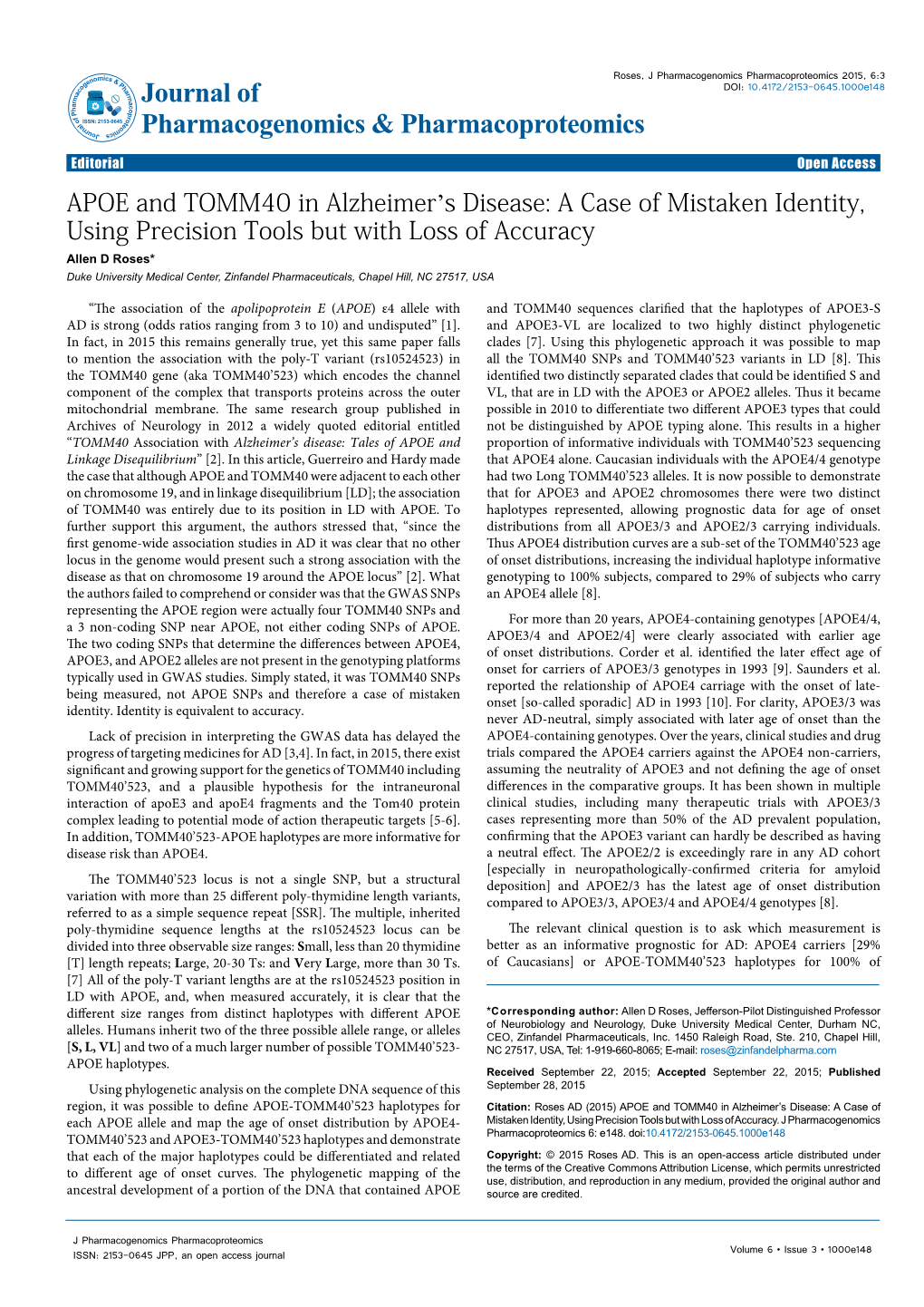 APOE and TOMM40 in Alzheimer's Disease