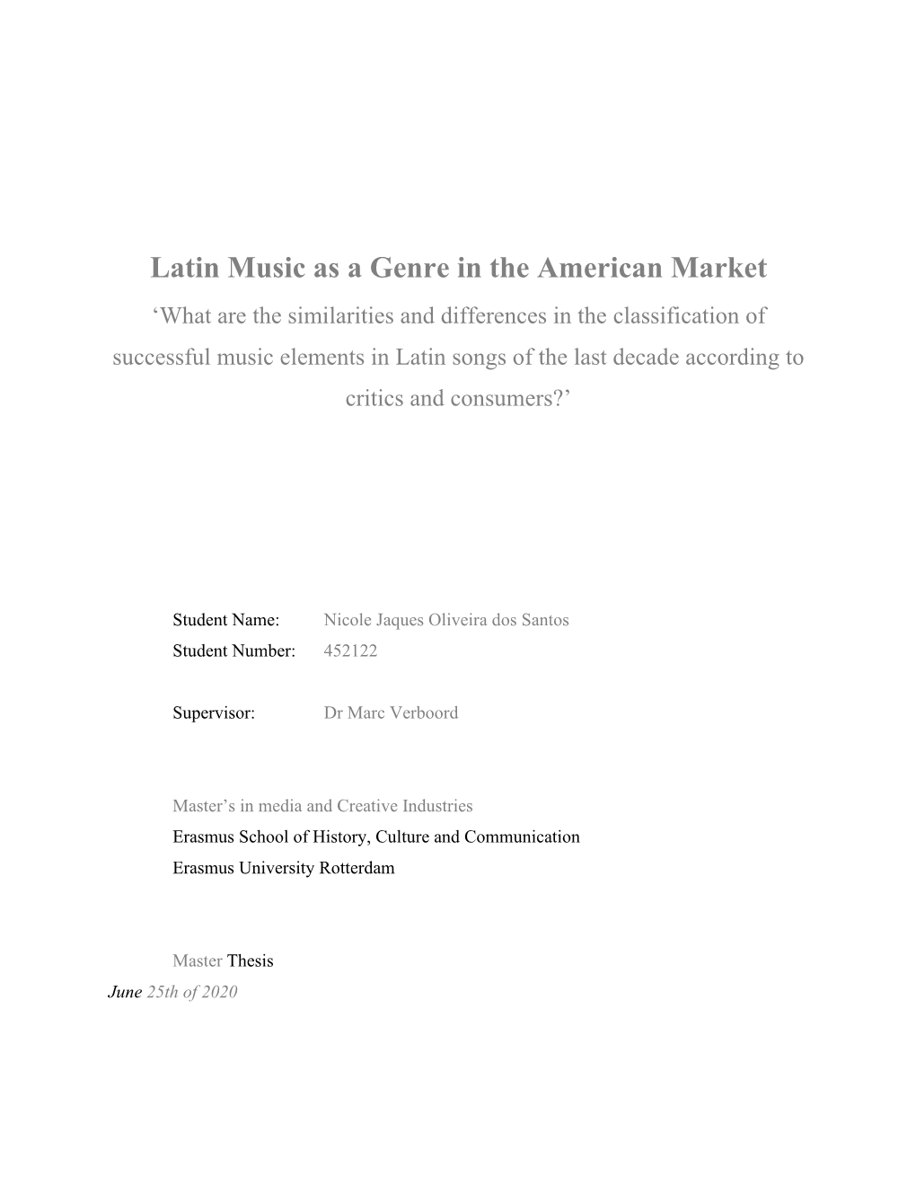 Latin Music As a Genre in the American Market