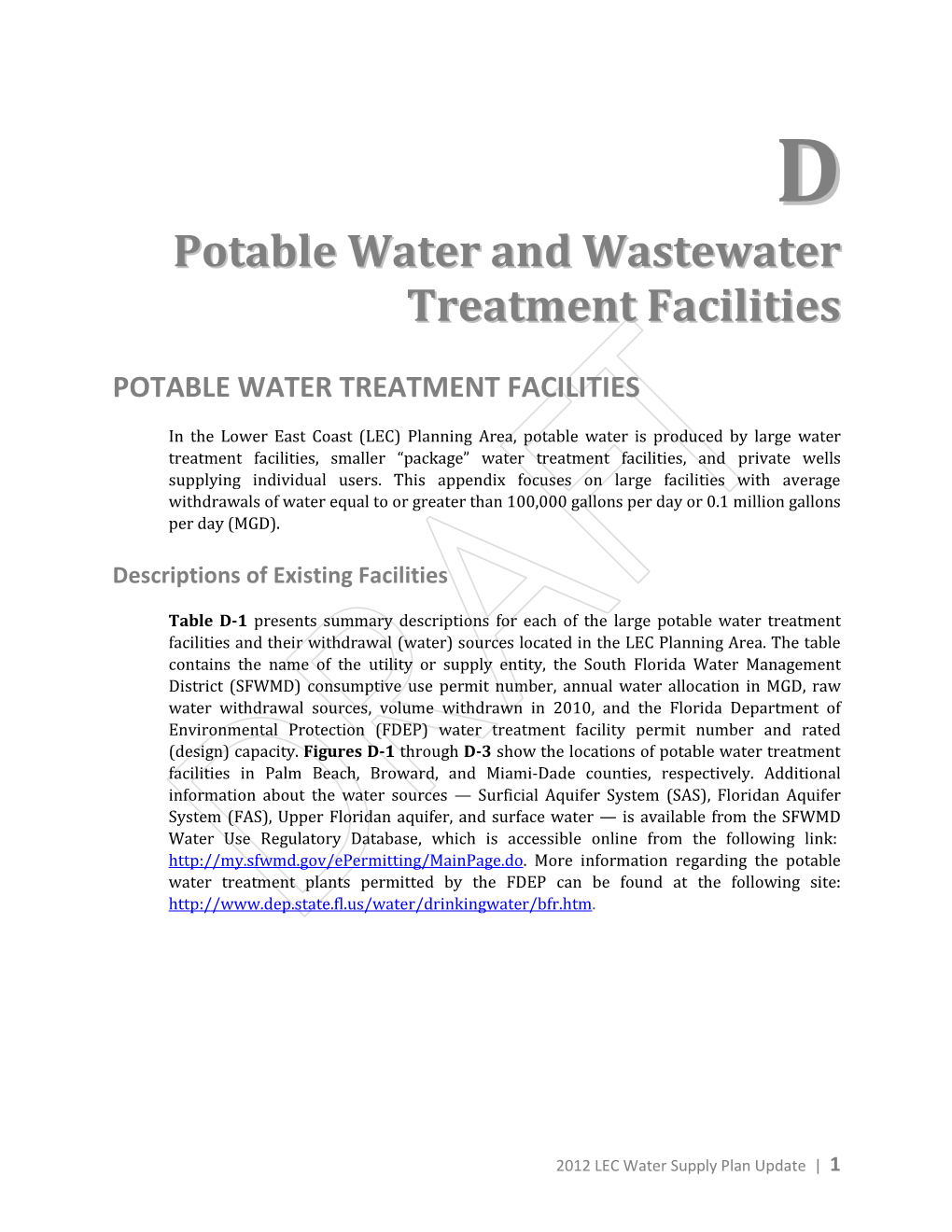 Potable Water and Wastewater Treatment Facilities