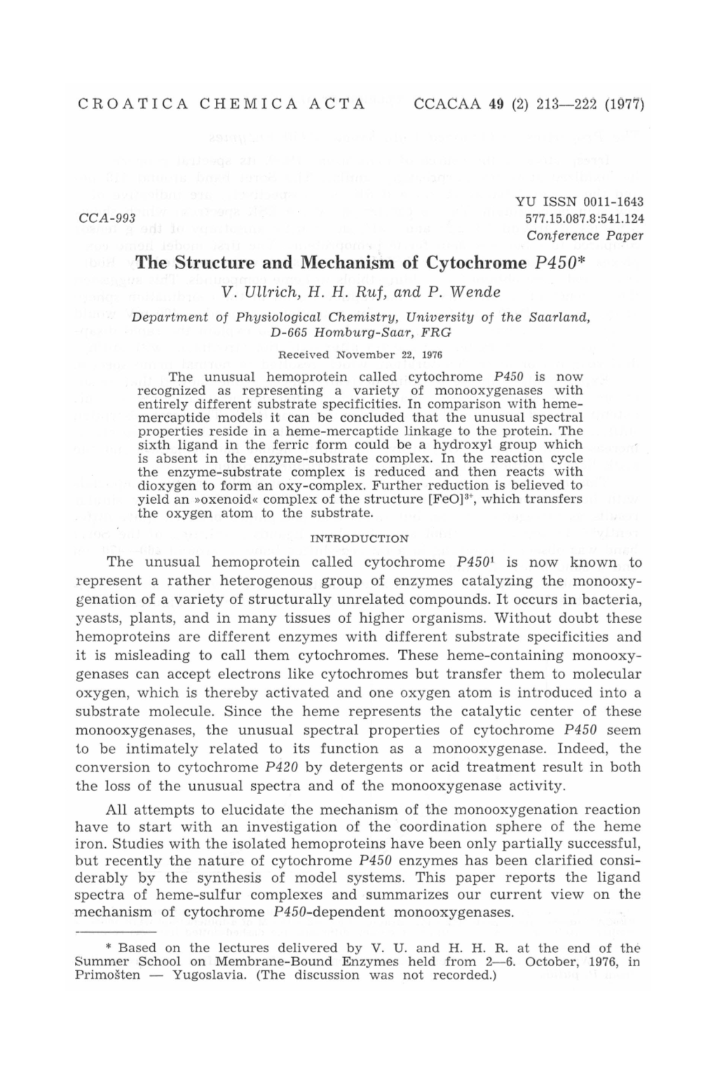 The Structure and Mechanism of Cytochrome P450* V