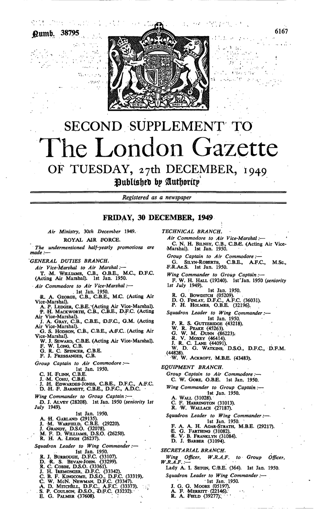 The London Gazette of TUESDAY, 27Th DECEMBER, 1949 Ftablfgftefc B? Fltttftorttp
