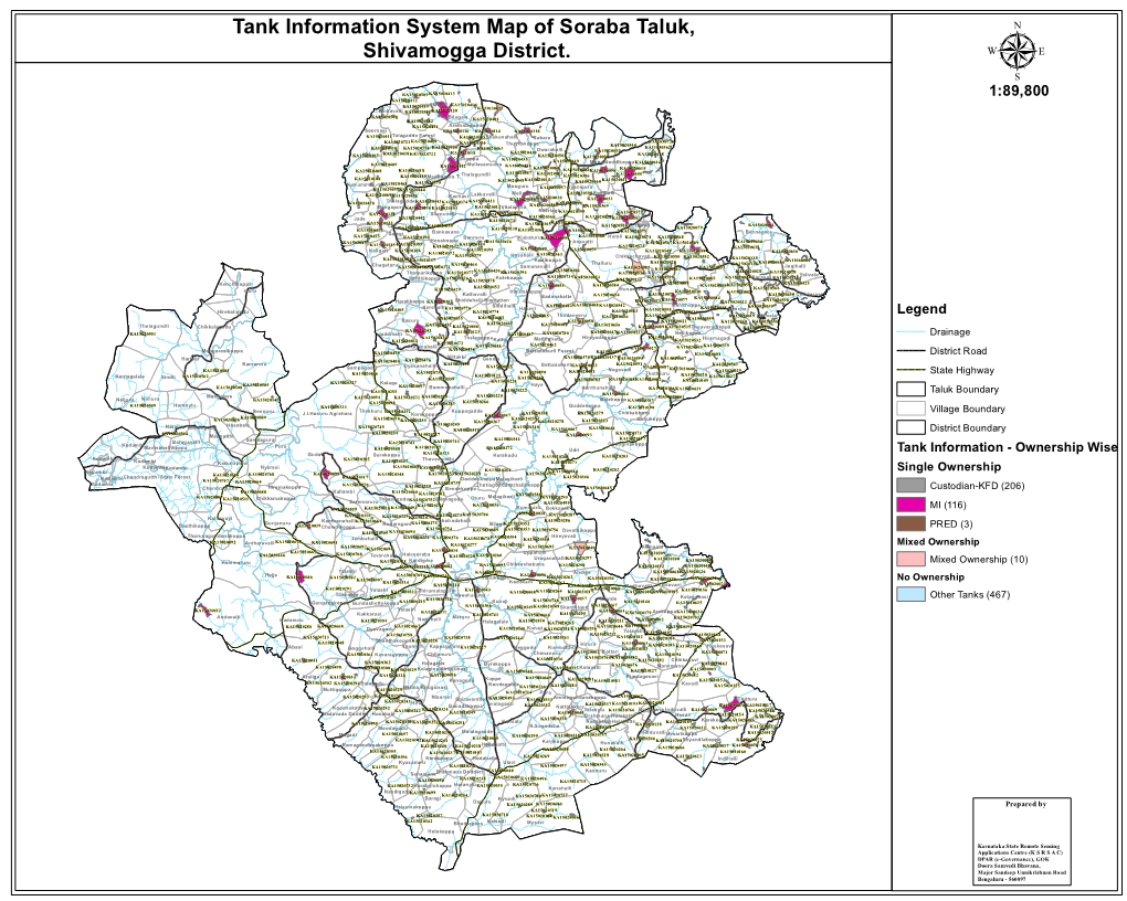 Tank Information System Map of Soraba Taluk, Shivamogga District