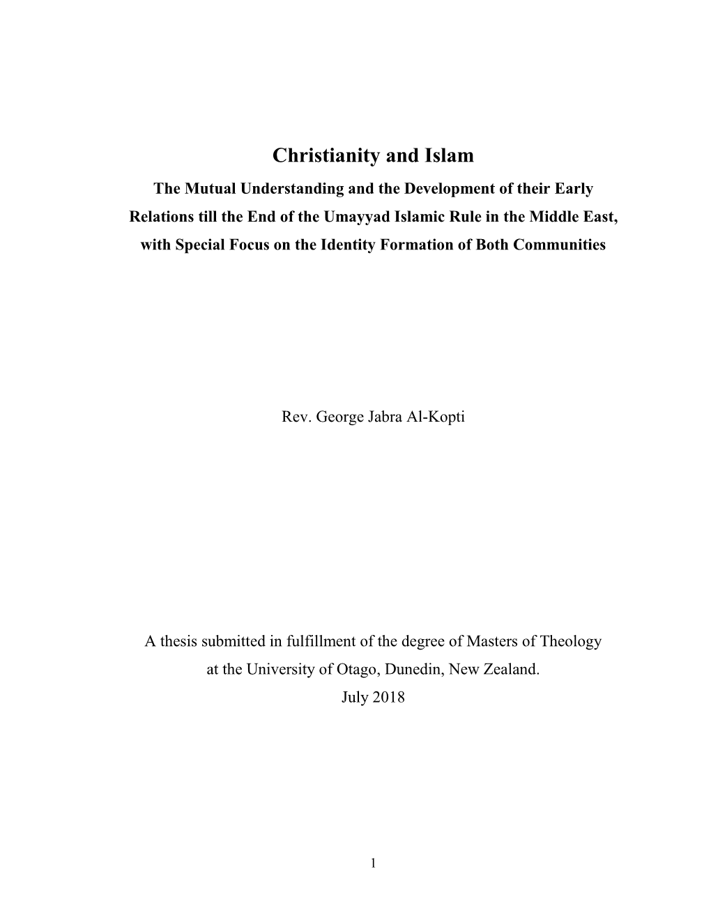 Christianity and Islam