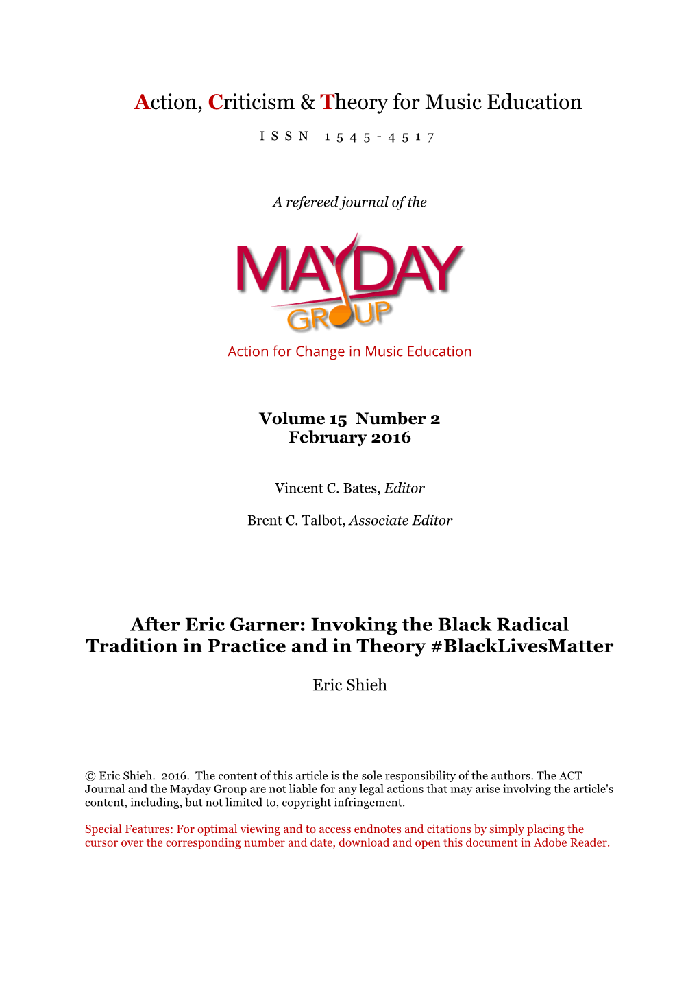 After Eric Garner: Invoking the Black Radical Tradition in Practice and in Theory #Blacklivesmatter
