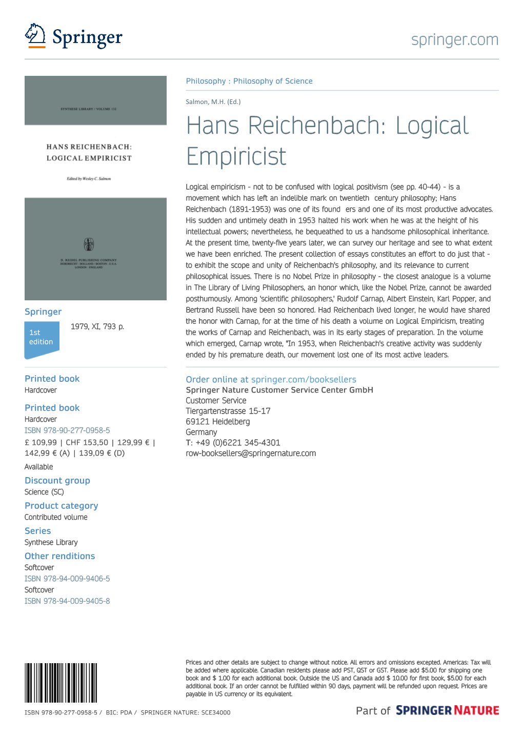 Hans Reichenbach: Logical Empiricist