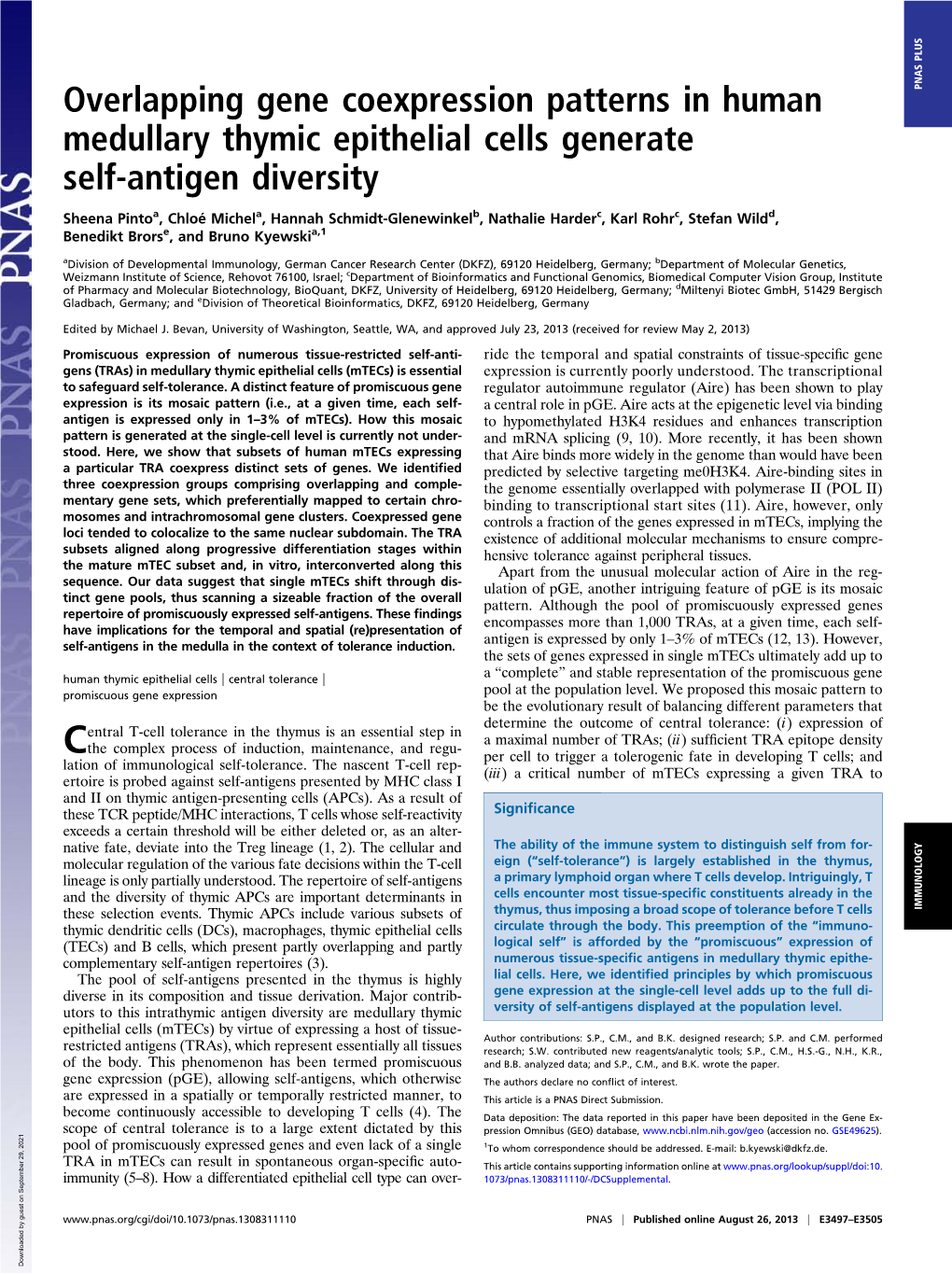 Overlapping Gene Coexpression Patterns in Human Medullary Thymic