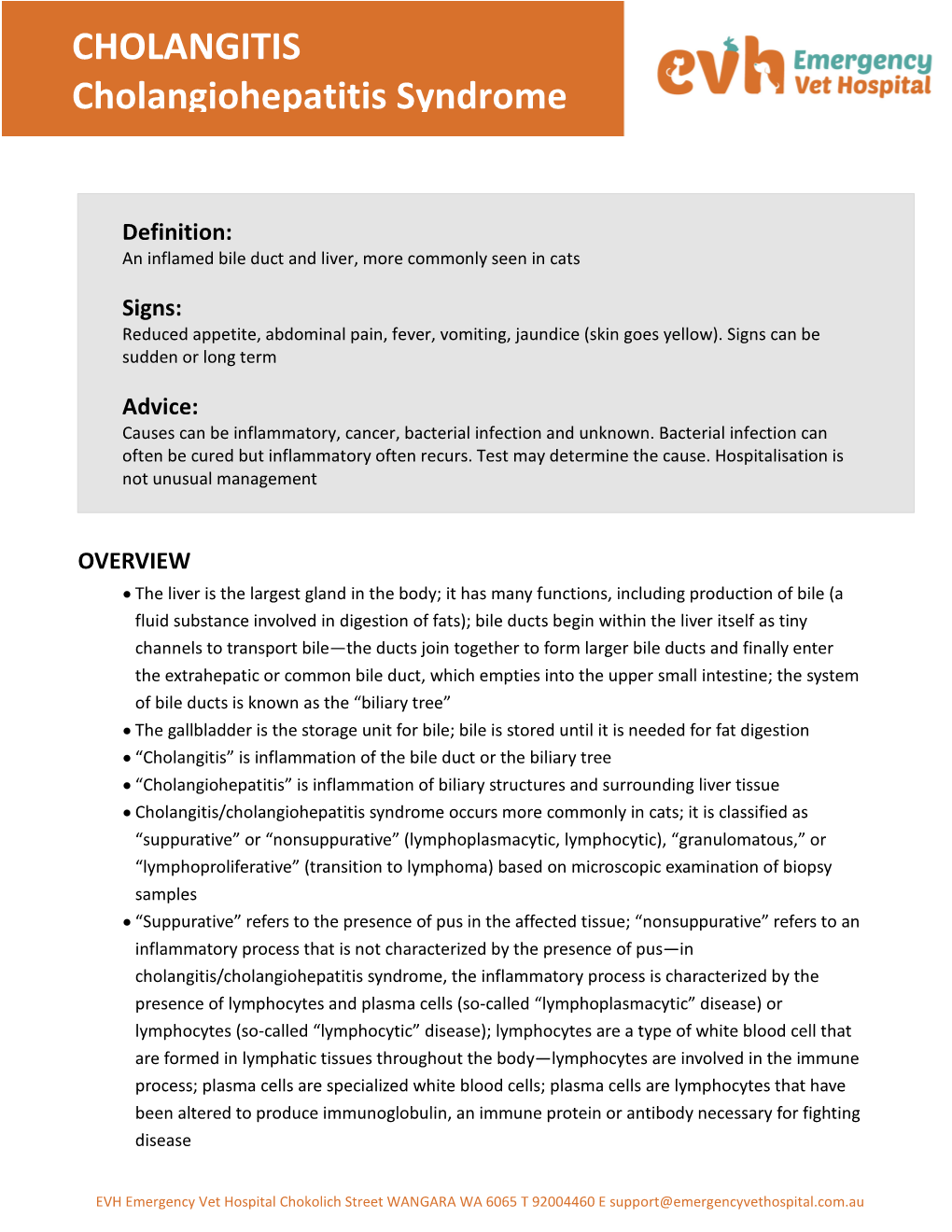 CHOLANGITIS Cholangiohepatitis Syndrome