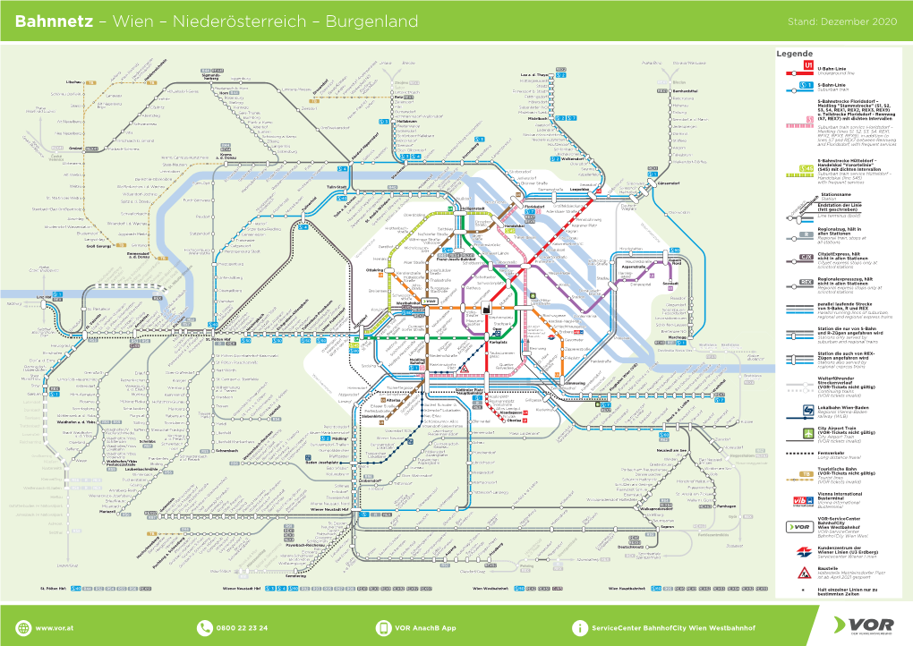 Bahnnetz – Wien – Niederösterreich – Burgenland Stand: Dezember 2020