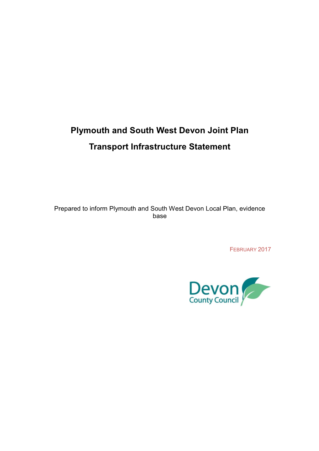 Plymouth and South West Devon Joint Plan Transport Infrastructure Statement