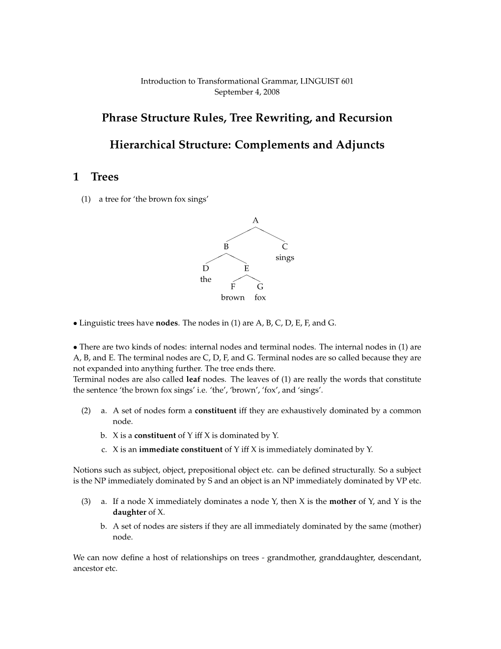 Phrase Structure Rules, Tree Rewriting, and Recursion