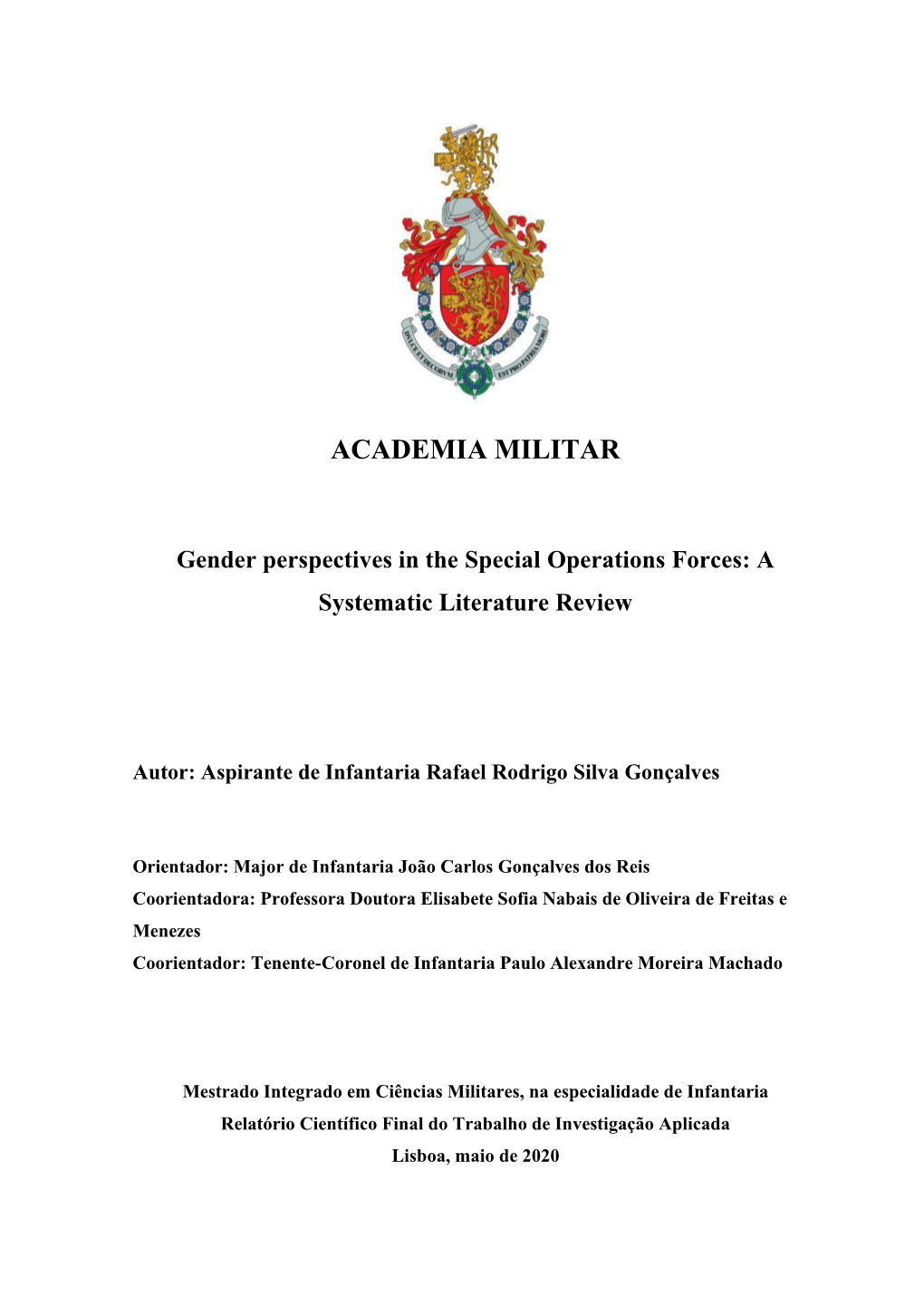 ACADEMIA MILITAR Gender Perspectives in the Special