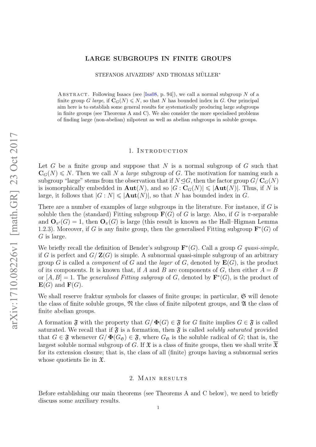 Large Subgroups in Finite Groups