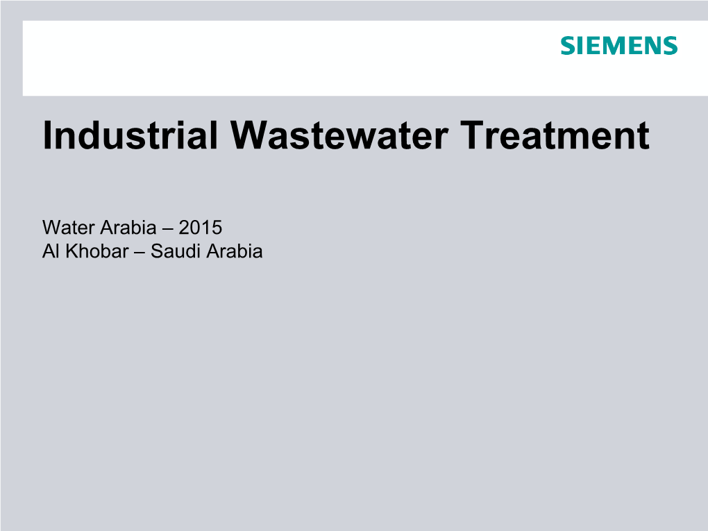 Basic Industrial Wastewater Treatment