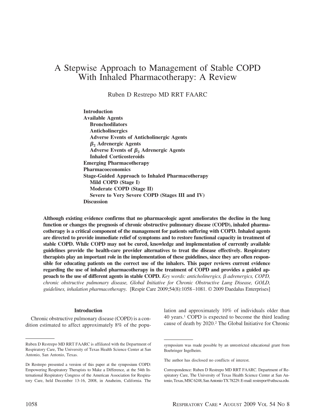 A Stepwise Approach to Management of Stable COPD with Inhaled Pharmacotherapy: a Review