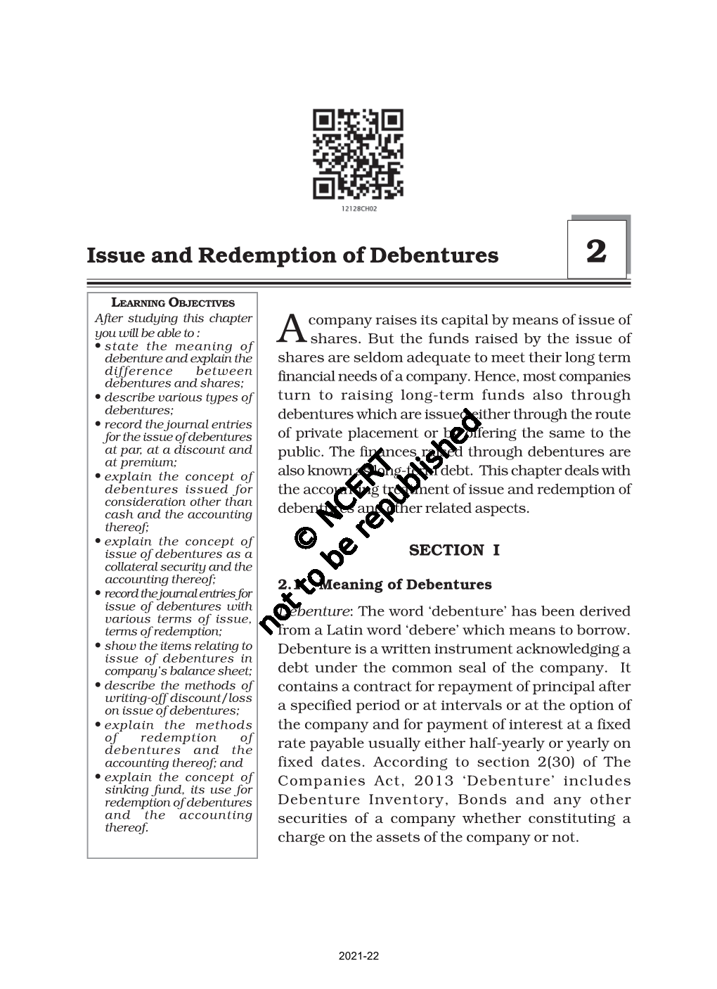 Issue and Redemption of Debentures 2