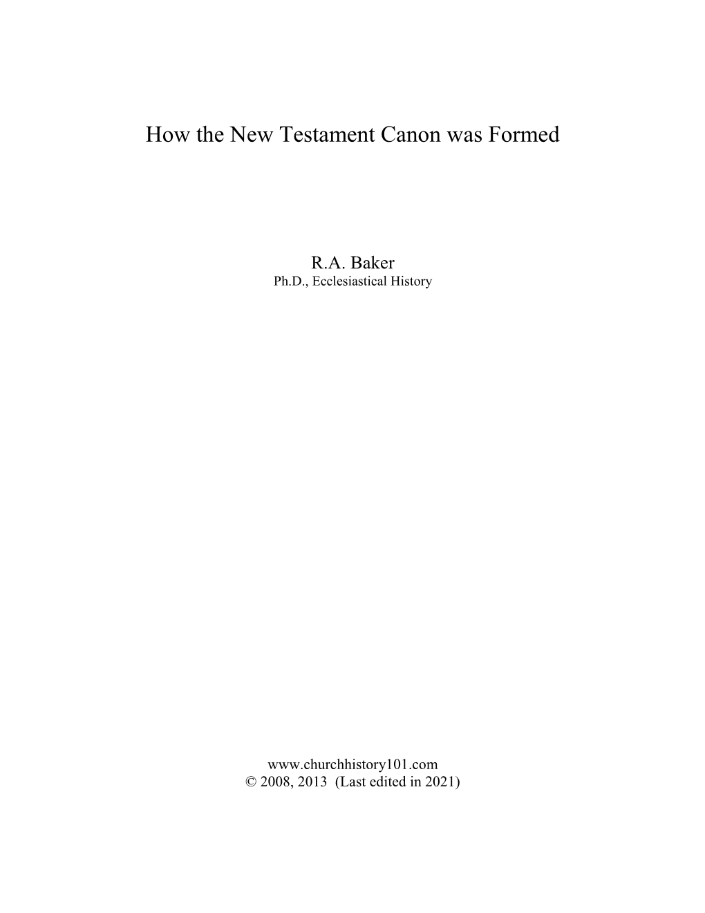 How the New Testament Canon Was Formed