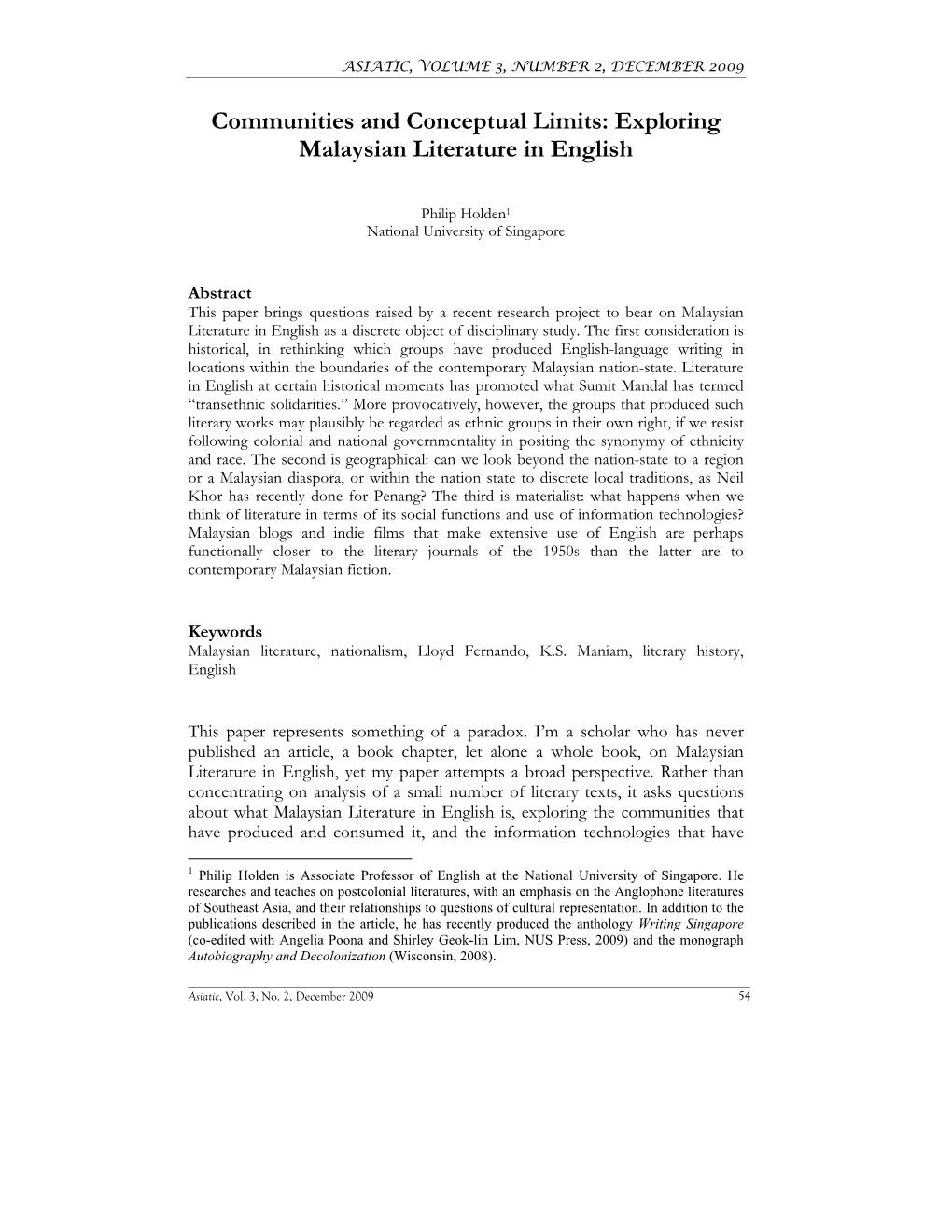 Exploring Malaysian Literature in English