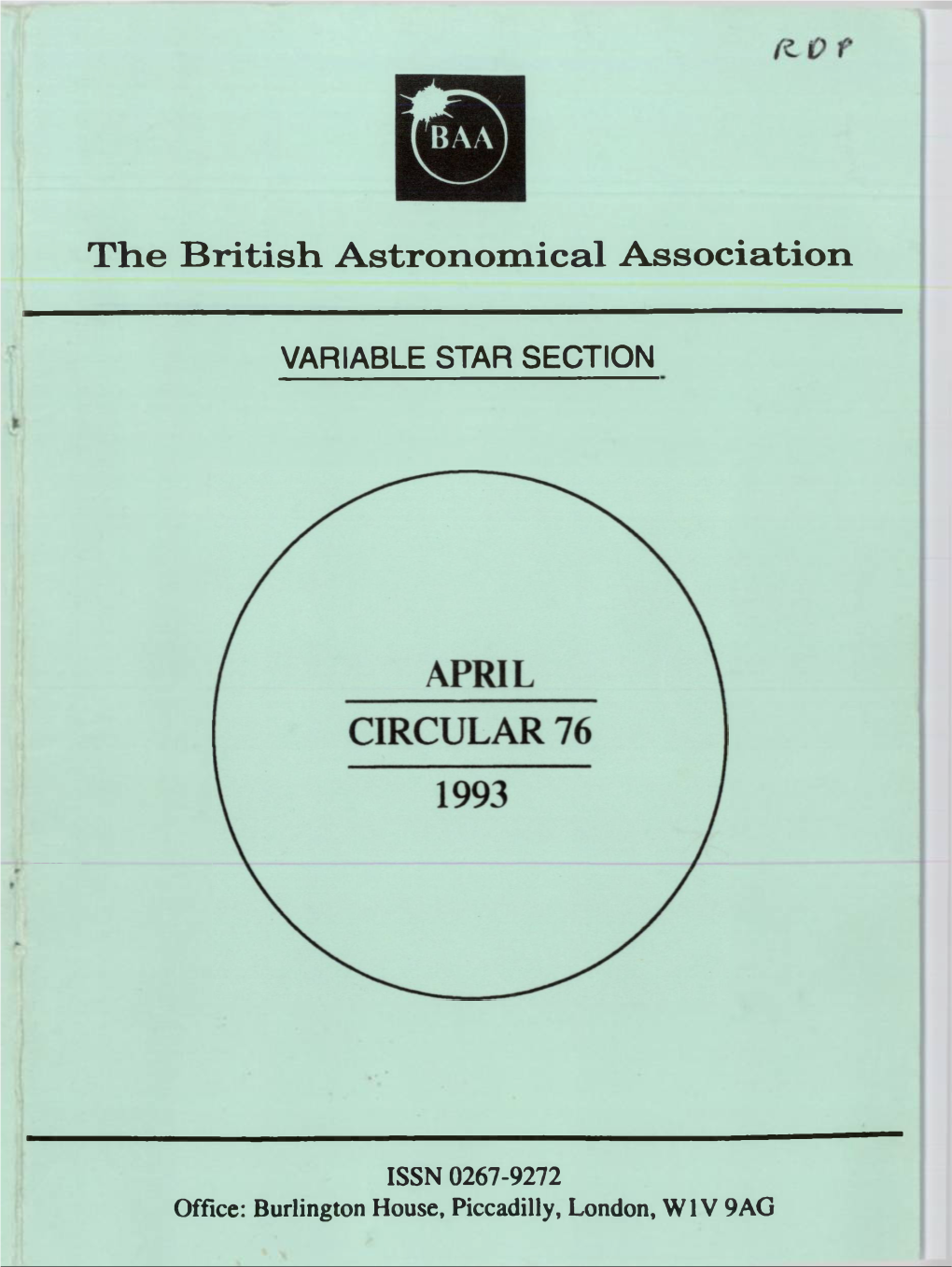 Variable Star Section Circular 76