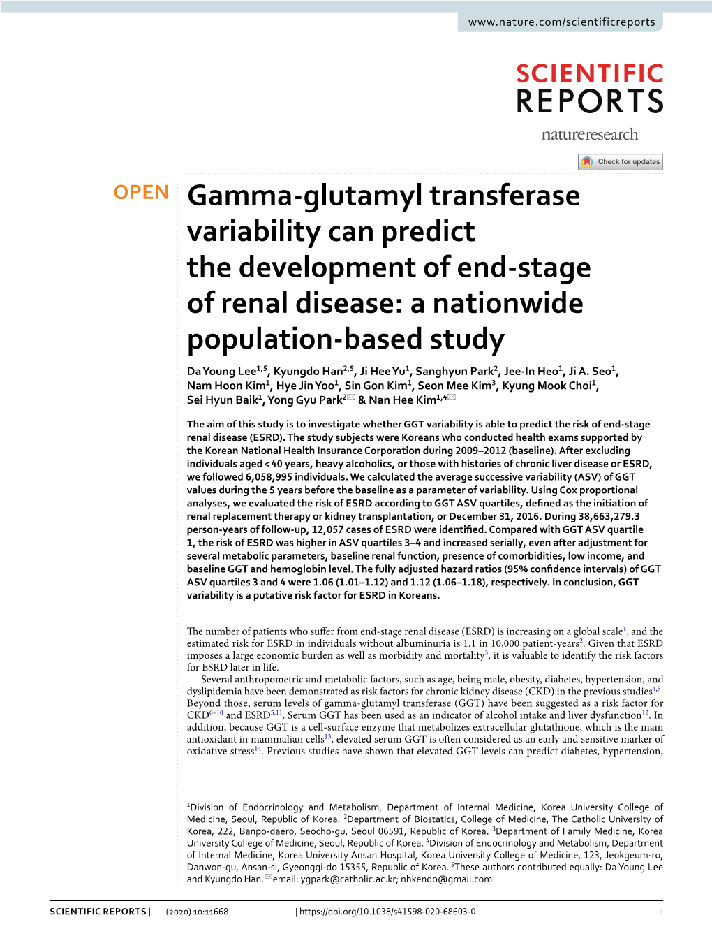 Gamma-Glutamyl Transferase Variability Can Predict The