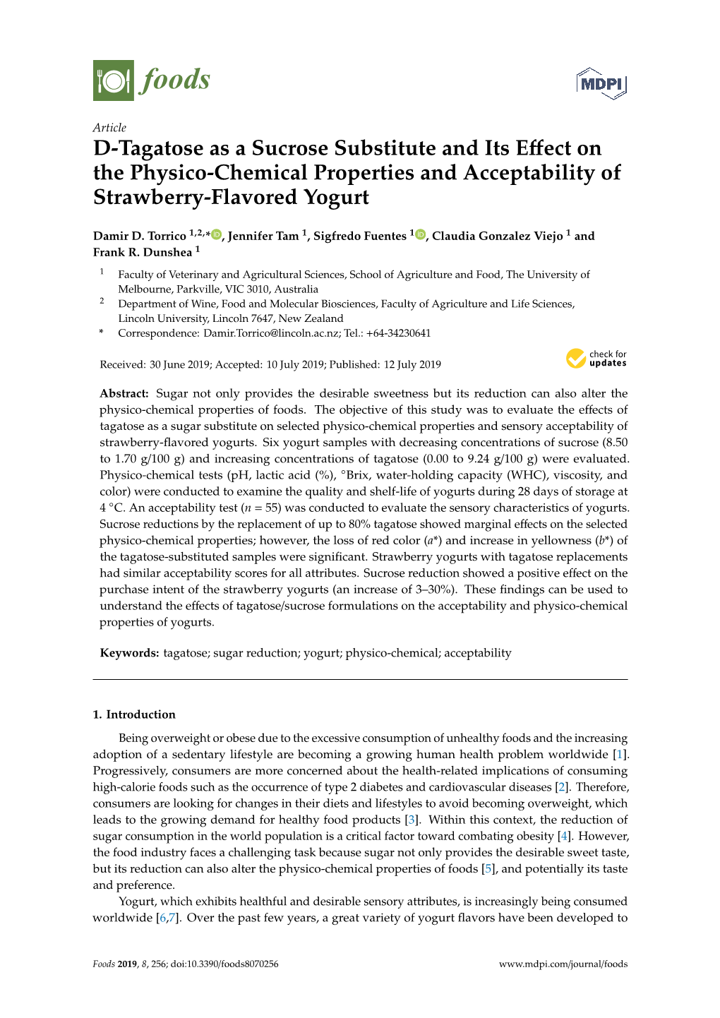 D-Tagatose As a Sucrose Substitute and Its Effect on the Physico