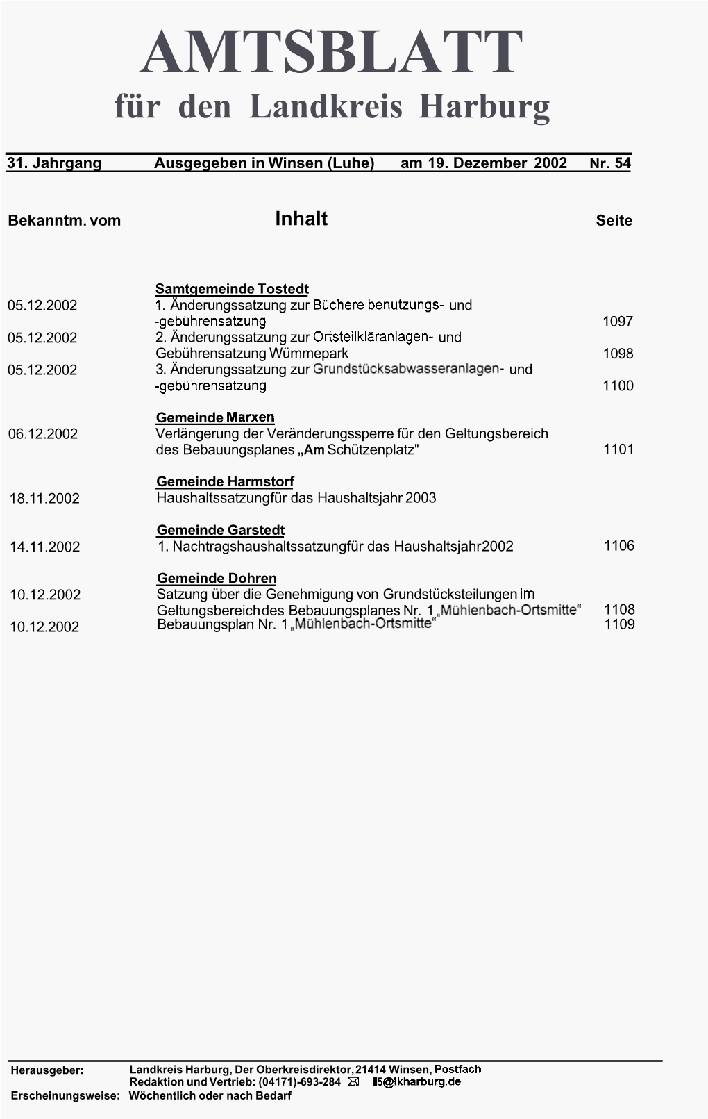 AMTSBLATT . 2 Für Den Landkreis Harburg