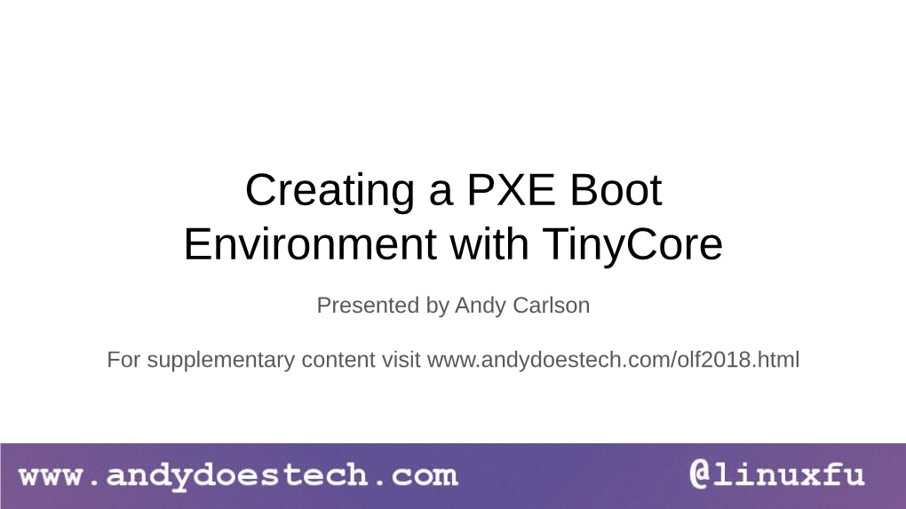 Creating a PXE Boot Environment with Tinycore