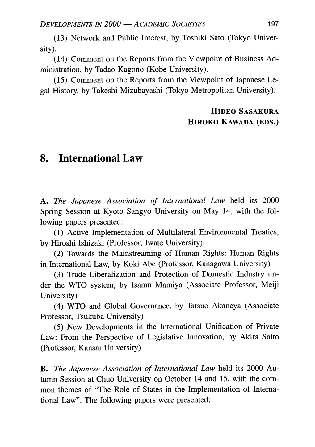 8. International Law