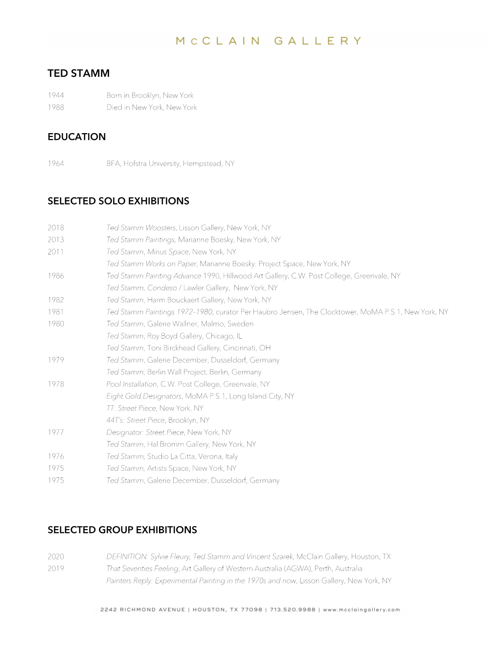 Ted Stamm CV