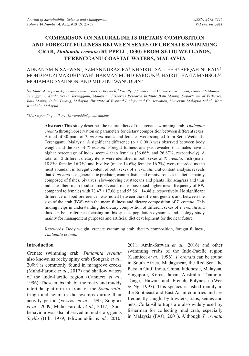 Comparison on Natural Diets Dietary Composition And